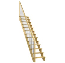 Scară din lemn cu balustradă metalică pentru interior