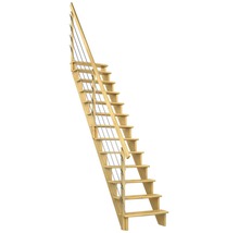 Scară din lemn cu balustradă din cablu de oțel