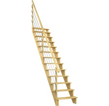 Scară din lemn cu balustradă și cabluri din oțel