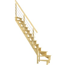 Scară din lemn cu balustradă și cabluri de oțel