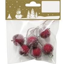 Bobițe decorative roșii cu sclipici în ambalaj