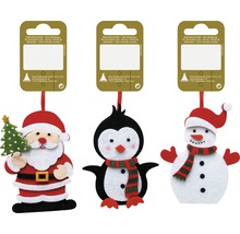 Set de pandantive din pâslă cu Moș Crăciun, pinguin și om de zăpadă pentru decorare
