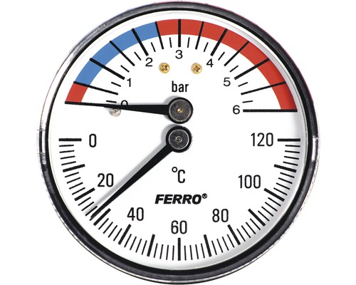 Termomanometru 63 mm, D1/2”, 0-6 bar, 0-120°C, montaj axial