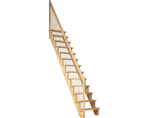 Scară laterală de interior Pertura Filia cu balustradă 13 pași fag lăcuit Scară din lemn cu balustradă