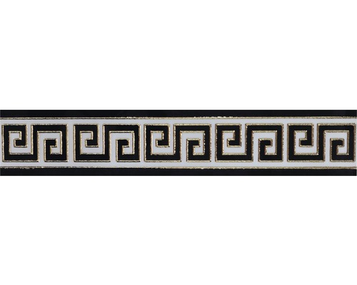 Brâu pentru covor ceramic 10692-G 11,5X60 cm, alb-negru Bordură cu model grecesc meandru