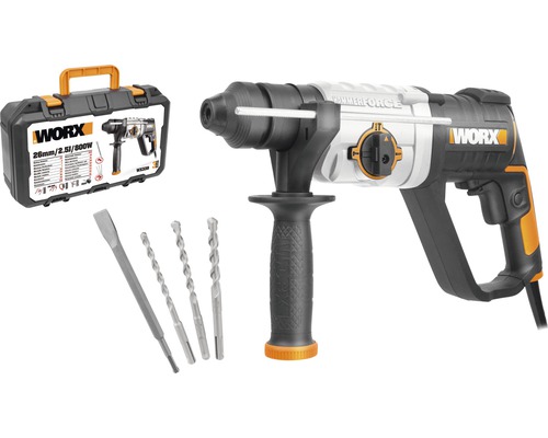 Ciocan rotopercutor Worx WX339 800W max. 2,5J SDS-plus, accesorii incluse Ciocan rotopercutor cu cutie de scule și burghie