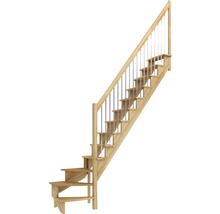 Scară din lemn cu balustradă metalică