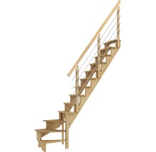 Scară din lemn cu balustradă din oțel