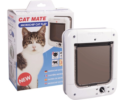 Ușă pentru pisici Cat Mate Microchip 173 x 198 mm, albă Ușă pentru pisici Cat Mate Microchip 173 x 198 mm, albă