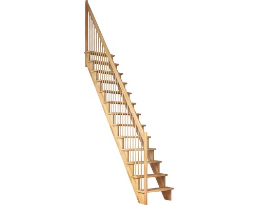 Scară laterală de interior Pertura Filia cu balustradă 13 pași fag lăcuit Scară din lemn cu balustradă pentru interior
