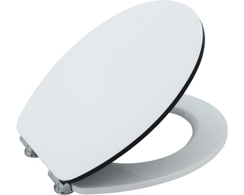 Capac WC cu închidere lentă form & style Edge MDF alb/negru 46,2x36,5 cm