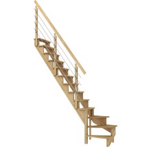 Scară din lemn cu balustradă şi cabluri din oţel inoxidabil