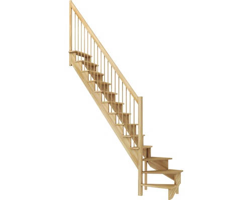 Scară laterală de interior Pertura Filia cu balustradă 13 pași fag lăcuit Scară din lemn cu balustradă pentru interior