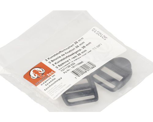 Două catarame din plastic cu lățimea de 25 mm într-un pachet