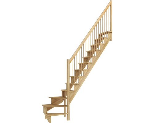 Scară laterală de interior Pertura Filia cu balustradă 13 pași fag lăcuit Scară din lemn cu balustradă