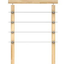 Stâlp de balustradă din lemn cu patru cabluri din oțel inoxidabil
