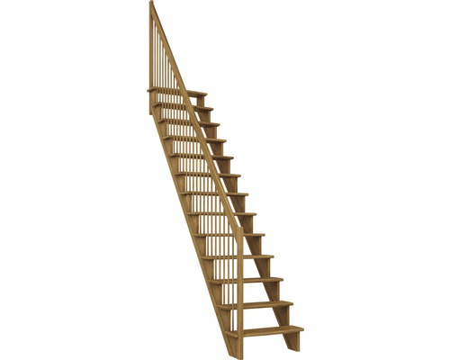 Scară laterală de interior Pertura Filia cu balustradă 13 pași stejar lăcuit Scară din lemn cu balustradă pentru interior