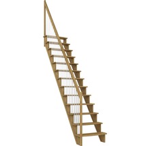 Scară din lemn cu balustradă metalică