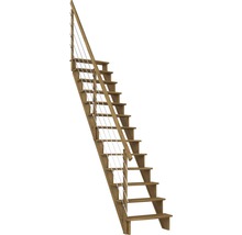 Scară din lemn cu balustradă din cablu de oțel inoxidabil