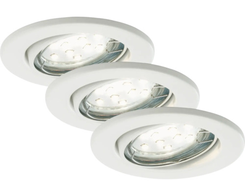Spoturi LED încastrate Fit Move GU10 3W Ø86 mm, becuri LED incluse, alb, pachet 3 bucăți