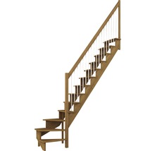 Scară din lemn cu balustradă și șipci albe pentru interior