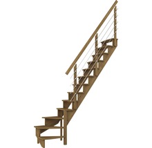 Scară din lemn cu balustradă cu cabluri din oțel inoxidabil