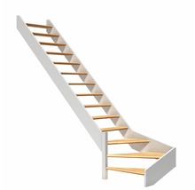 Scară de economisire a spațiului cu trepte din lemn și balustradă albă