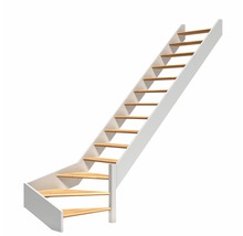 Scară care economisește spațiu, din lemn, cu laterale albe