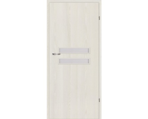 Foaie de ușă Classen frasin alb Rawena MDF 203,5x84,4 cm stânga Ușă de interior cu două inserții dreptunghiulare din sticlă și mâner