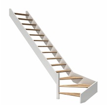 Scară de economisire a spațiului cu trepte din lemn și cadru alb