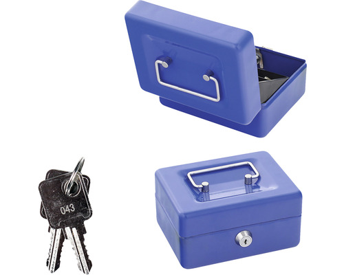 Cutie albastră pentru bani cu cheie pentru depozitarea numerarului