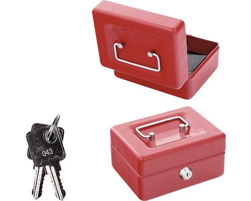 Cutie de bani roșie cu încuietoare și chei