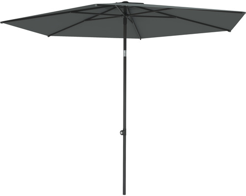 Umbrelă terasă Soluna Cessy Ø 300 cm H 245 cm 180 g/mp poliester gri închis Umbrelă de soare dreptunghiulară cu mecanism de manivelă