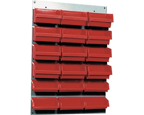 Suport casete de organizare Küpper 400x600 mm, incl. 18 casete roșii