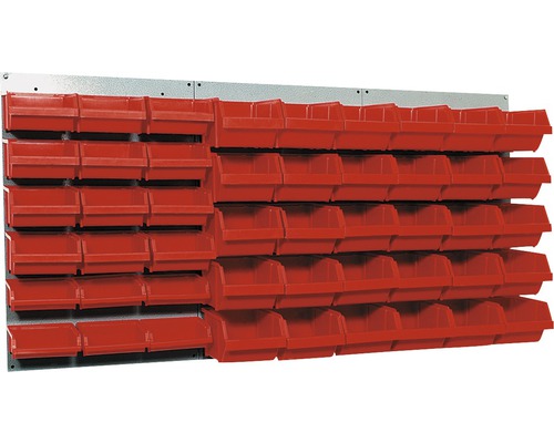 Suport casete de organizare Küpper 1200x600 mm, incl. 48 casete roșii