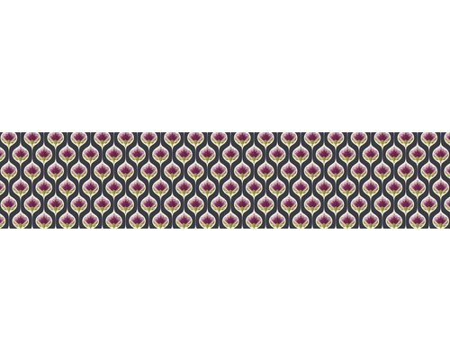 Model cu flori stilizate pe fundal întunecat