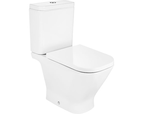 Toaletă de podea din ceramică cu rezervor de spălare și scaun de toaletă