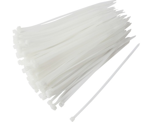 Coliere rapide din plastic Strohm 2,5x100 mm, pachet 100 bucăți, alb