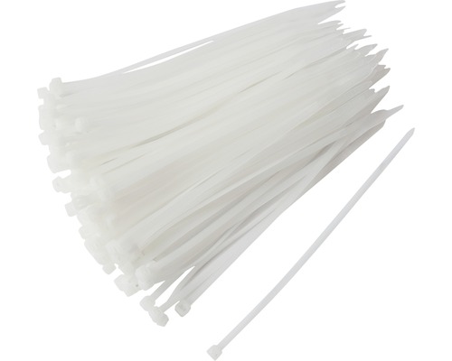 Coliere rapide din plastic Strohm 3,6x200 mm, pachet 100 bucăți, alb-0
