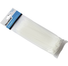Coliere rapide din plastic Strohm 3,6x200 mm, pachet 100 bucăți, alb-thumb-1
