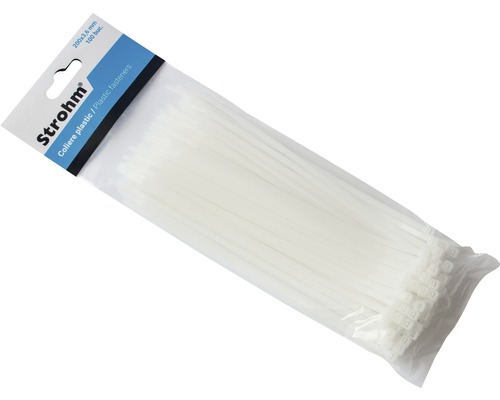 Pachet de bride de cablu din plastic, 200x3,6 mm, 100 bucăți
