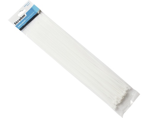 Coliere rapide din plastic Strohm 3,6x370 mm, pachet 50 bucăți, alb