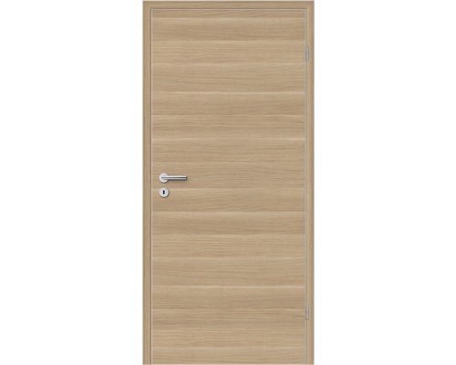 Ușă interioară cu structură din lemn, mâner și gaură de cheie