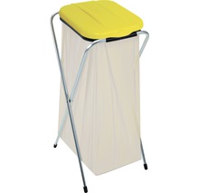 Coș de rufe cu capac galben și cadru metalic