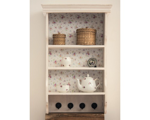 Raft cu coșuri, veselă și cuier