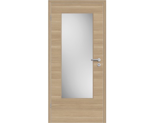 Ușă din lemn cu inserție de sticlă și feronerie