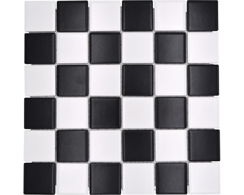 Mozaic piscină ceramic CD 202 negru/alb 30x30 cm Placă de mozaic cu model de tablă de șah