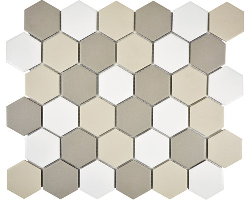 Mozaic piscină ceramic CU HX140 mix alb-bej 32,5x28,1 cm Plăci de mozaic de formă hexagonală pentru designul pereților și al podelelor