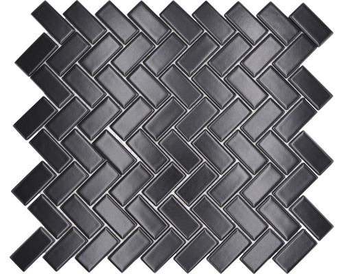 Mozaic piscină ceramic CHB 06BM negru 30x30 cm Plăci de mozaic în model herringbone