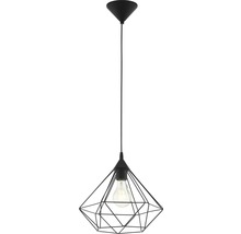 Lustr negru cu abajur geometric și bec